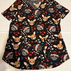 Rudolph scrubs top